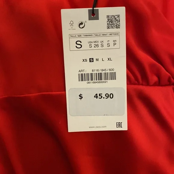 Red Zara Dress, NEW - Picture 2 of 3